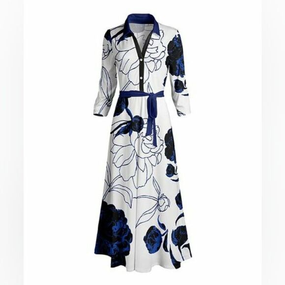 Lily Floral Collared Maxi Dress Size Med - Picture 1 of 13
